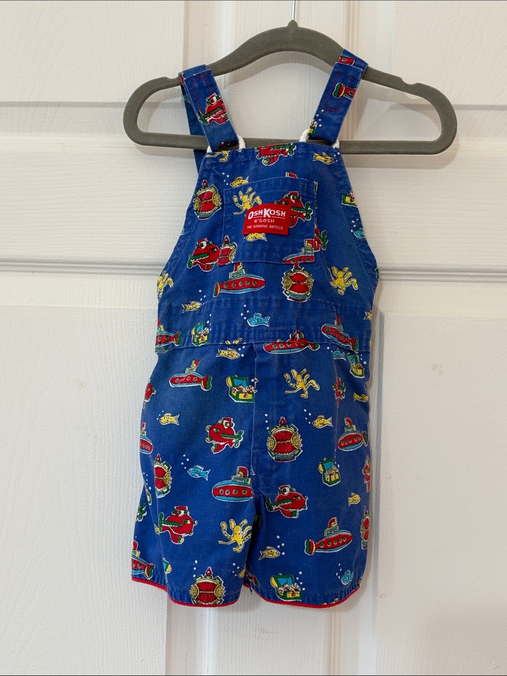 Vintage OshKosh B'gosh Blue Submarine & Sea Creature Shortalls